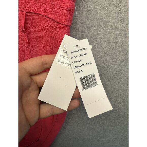 Donna Ricco Womens Tulip-Hem Dress Coral Pink Size 8 NWT - Picture 12 of 13